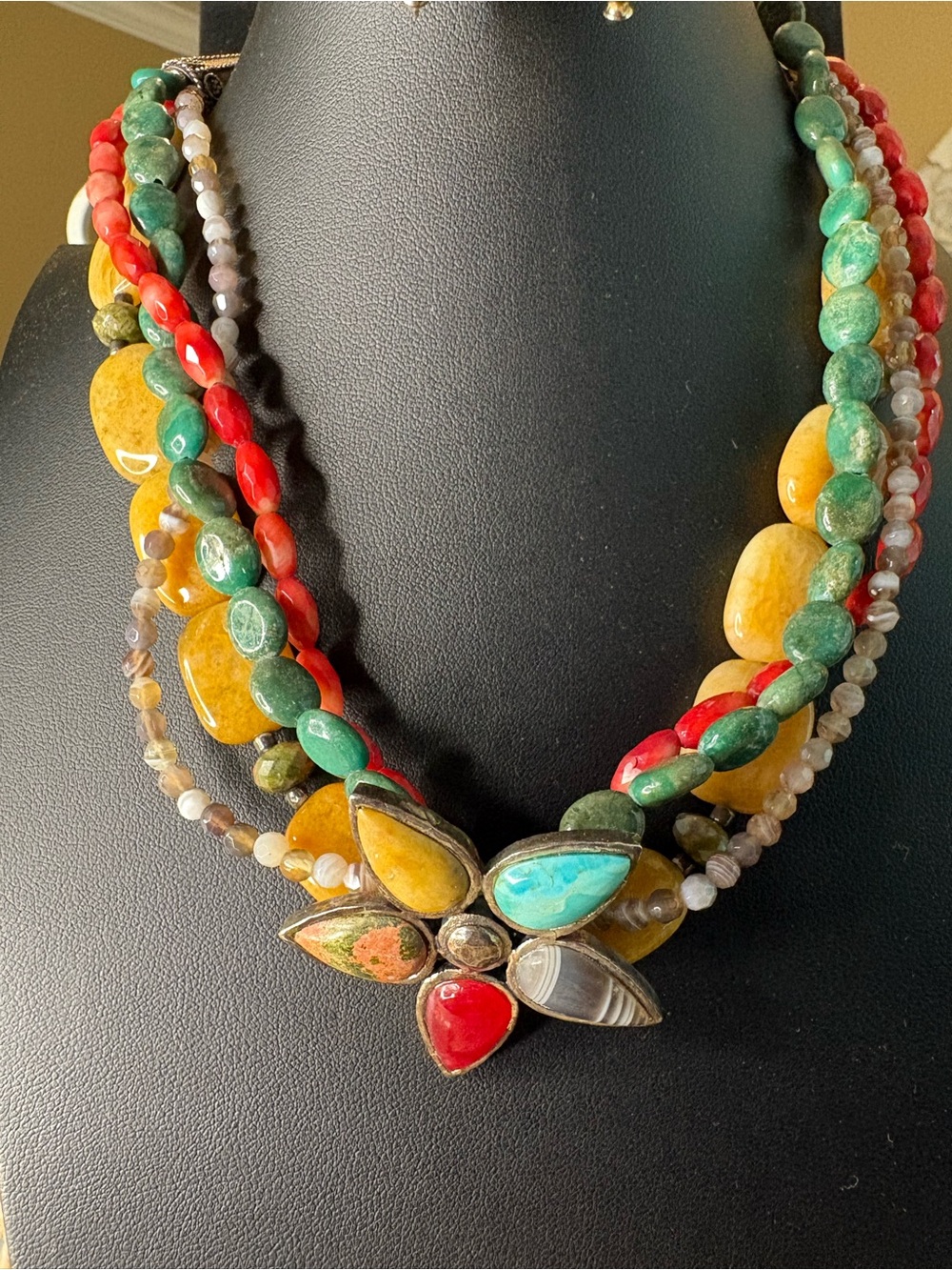 Vibrant Multi-Color Beaded Statement Necklace